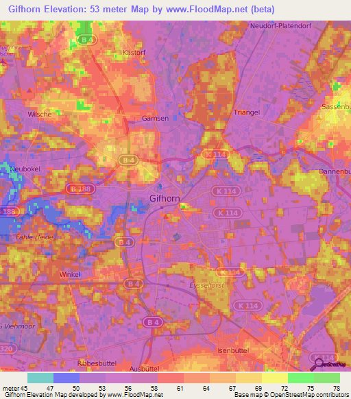 Gifhorn,Germany Elevation Map