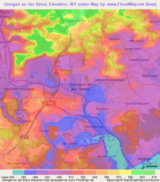 Giengen an der Brenz,Germany Elevation Map