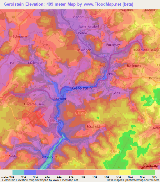 Gerolstein,Germany Elevation Map