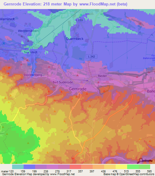 Gernrode,Germany Elevation Map