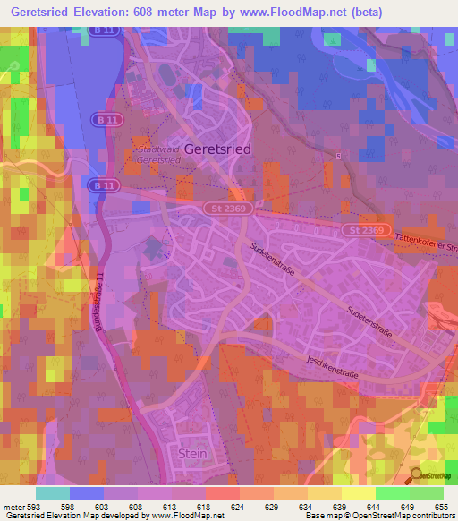 Geretsried,Germany Elevation Map