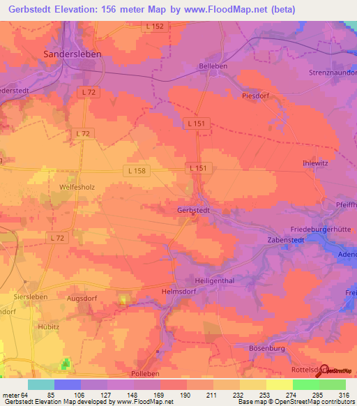 Gerbstedt,Germany Elevation Map