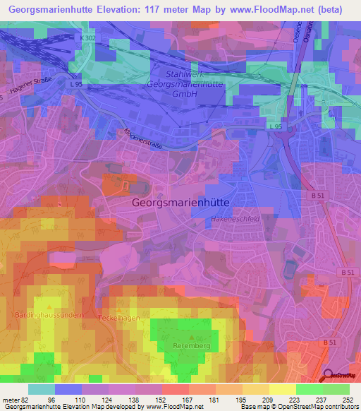 Georgsmarienhutte,Germany Elevation Map