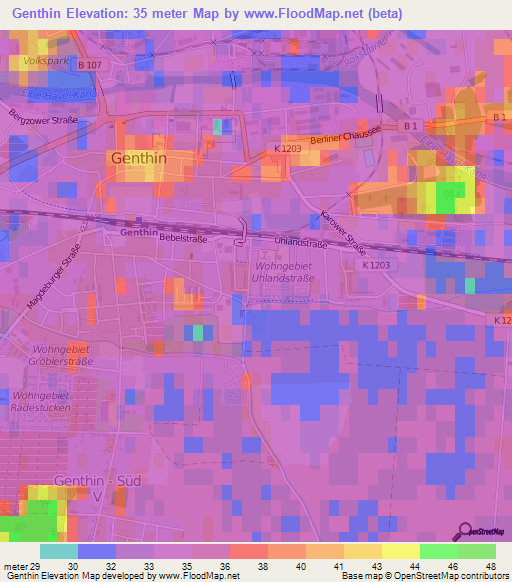 Genthin,Germany Elevation Map