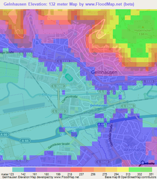 Gelnhausen,Germany Elevation Map