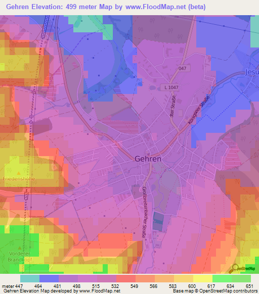 Gehren,Germany Elevation Map