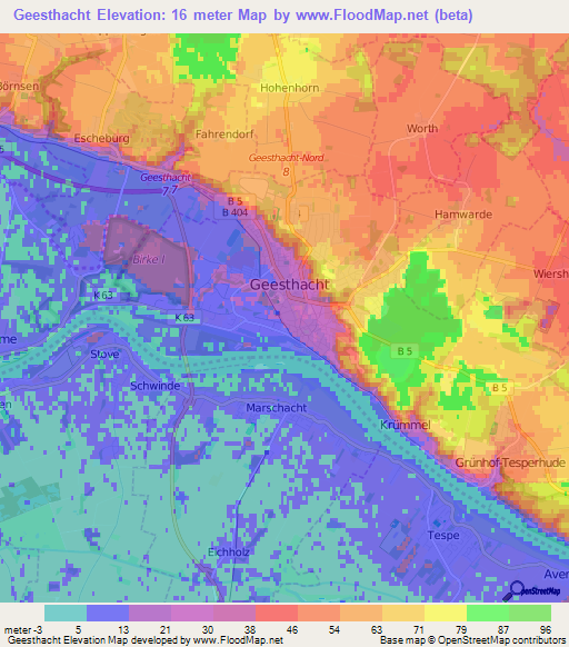 Geesthacht,Germany Elevation Map