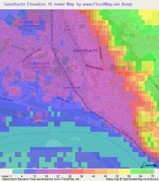 Geesthacht,Germany Elevation Map