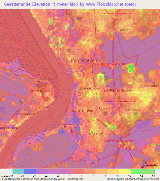 Geestemunde,Germany Elevation Map