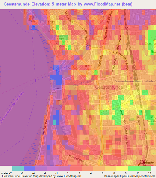 Geestemunde,Germany Elevation Map