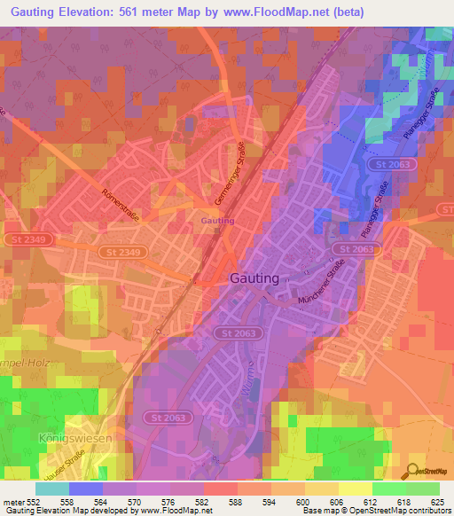 Gauting,Germany Elevation Map