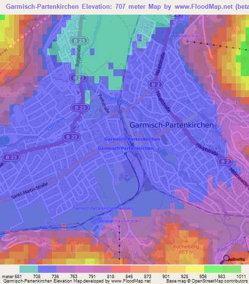 Garmisch-Partenkirchen,Germany Elevation Map