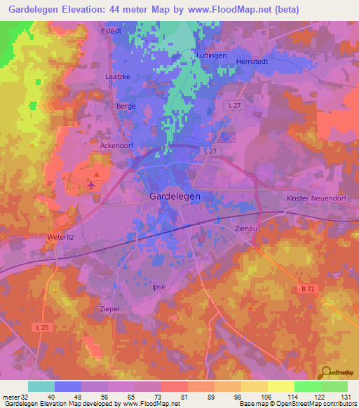 Gardelegen,Germany Elevation Map