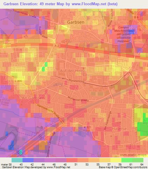 Garbsen,Germany Elevation Map