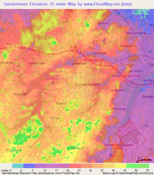 Ganderkesee,Germany Elevation Map