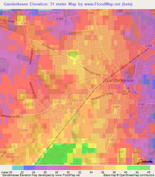 Ganderkesee,Germany Elevation Map