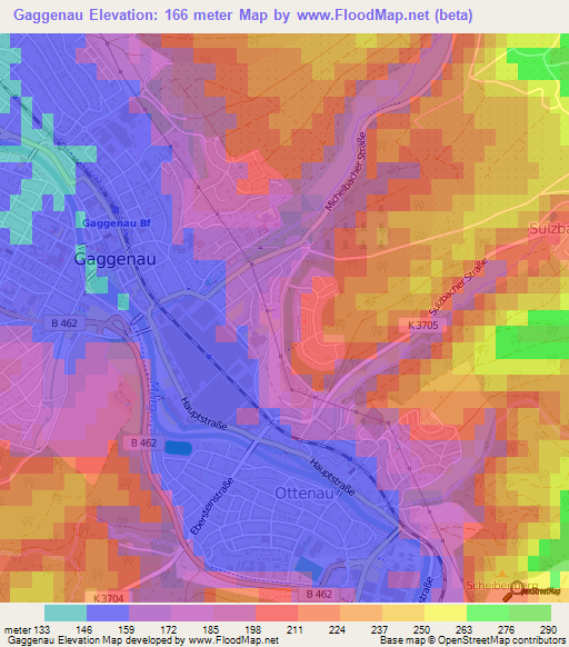 Gaggenau,Germany Elevation Map