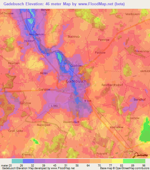 Gadebusch,Germany Elevation Map