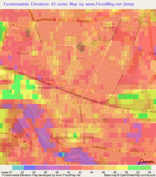 Furstenwalde,Germany Elevation Map