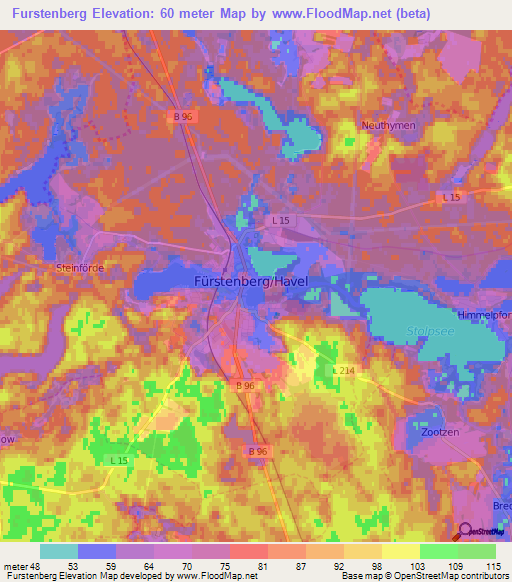 Furstenberg,Germany Elevation Map