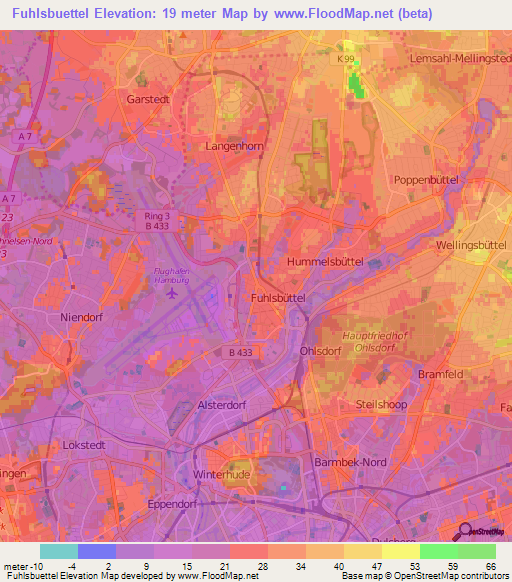 Fuhlsbuettel,Germany Elevation Map