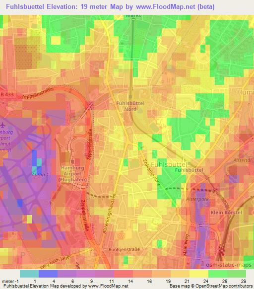 Fuhlsbuettel,Germany Elevation Map
