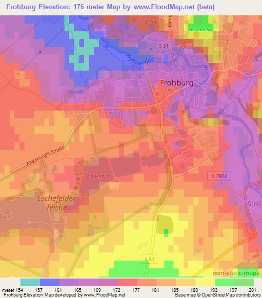 Frohburg,Germany Elevation Map