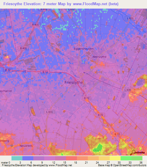 Friesoythe,Germany Elevation Map