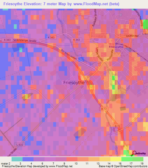 Friesoythe,Germany Elevation Map