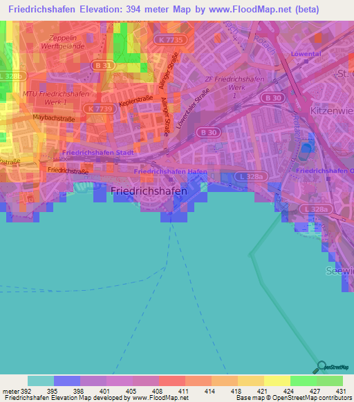 Friedrichshafen,Germany Elevation Map