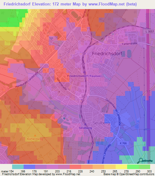 Friedrichsdorf,Germany Elevation Map