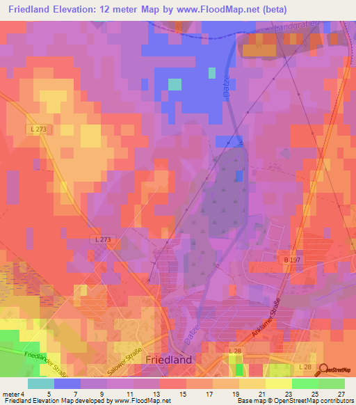 Friedland,Germany Elevation Map