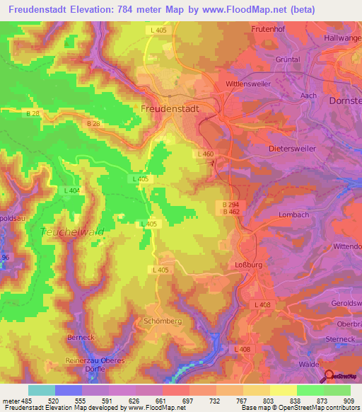 Freudenstadt,Germany Elevation Map