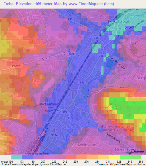 Freital,Germany Elevation Map