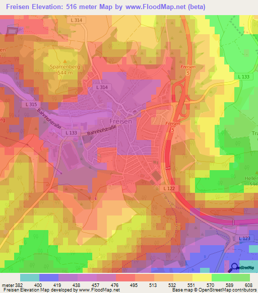 Freisen,Germany Elevation Map