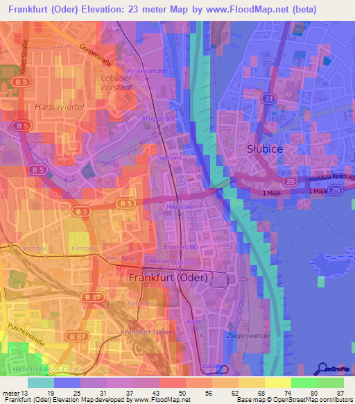 Frankfurt (Oder),Germany Elevation Map