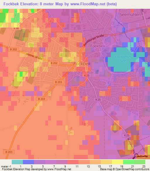 Fockbek,Germany Elevation Map