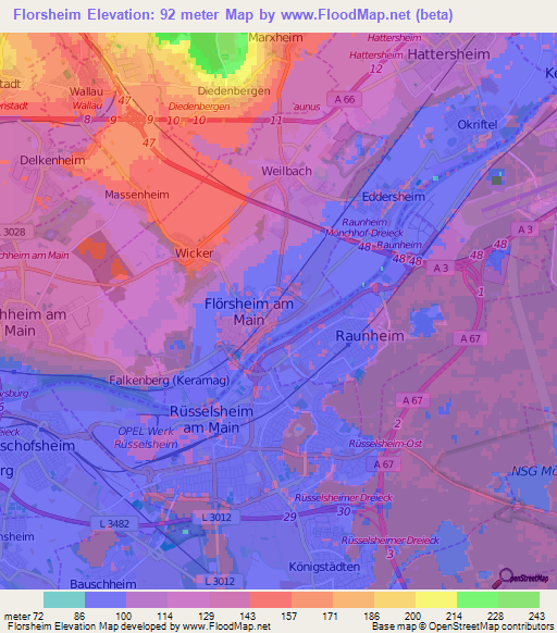 Florsheim,Germany Elevation Map