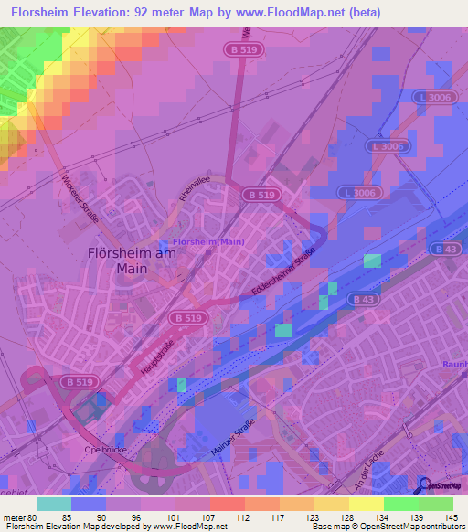 Florsheim,Germany Elevation Map