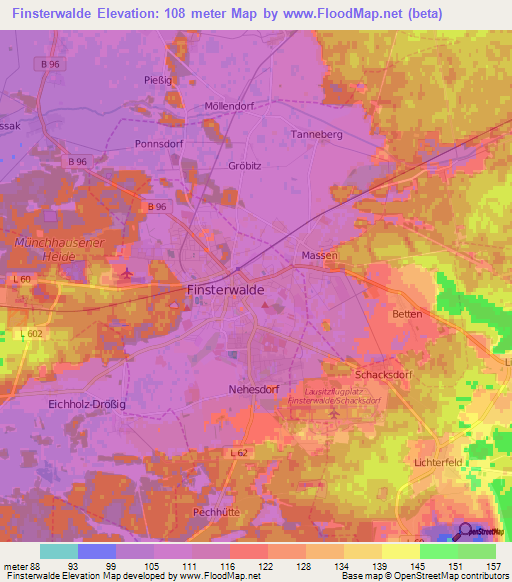 Finsterwalde,Germany Elevation Map