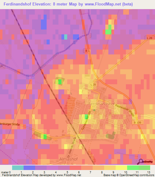 Ferdinandshof,Germany Elevation Map