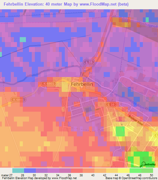 Fehrbellin,Germany Elevation Map