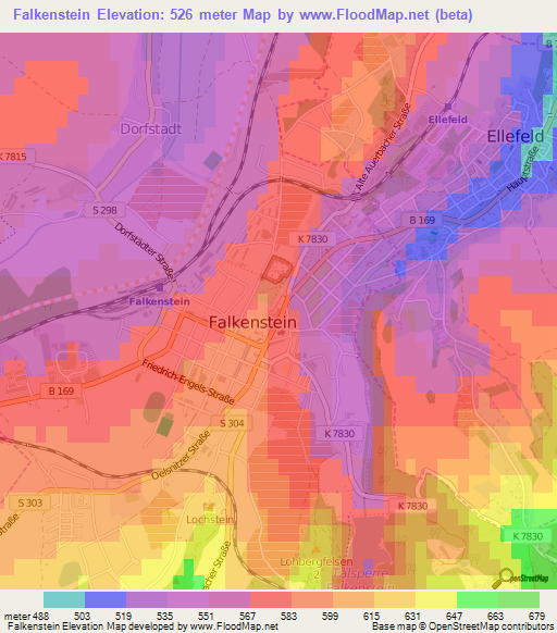 Falkenstein,Germany Elevation Map