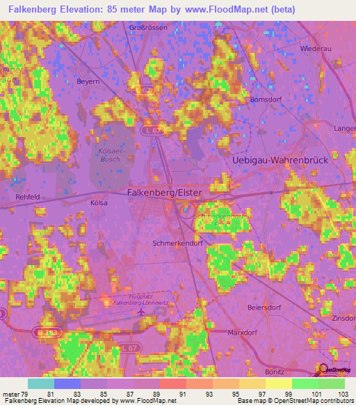 Falkenberg,Germany Elevation Map