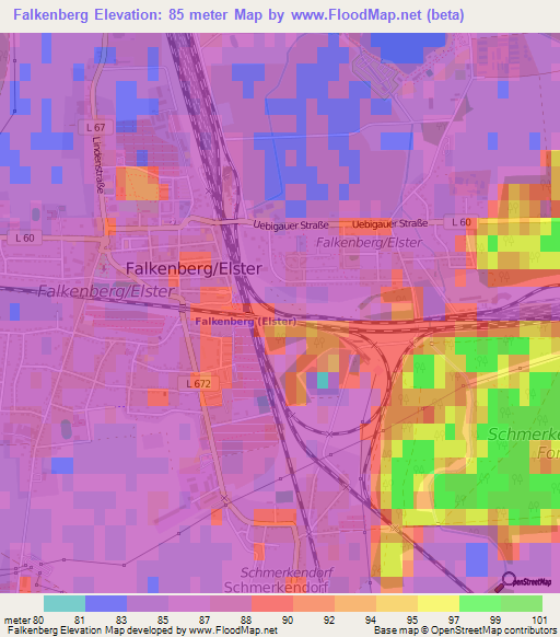 Falkenberg,Germany Elevation Map