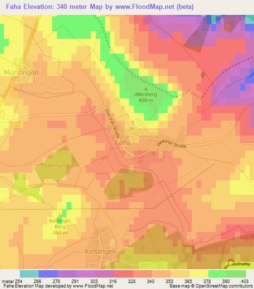 Faha,Germany Elevation Map