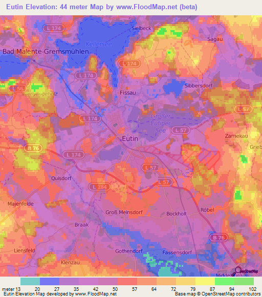 Eutin,Germany Elevation Map