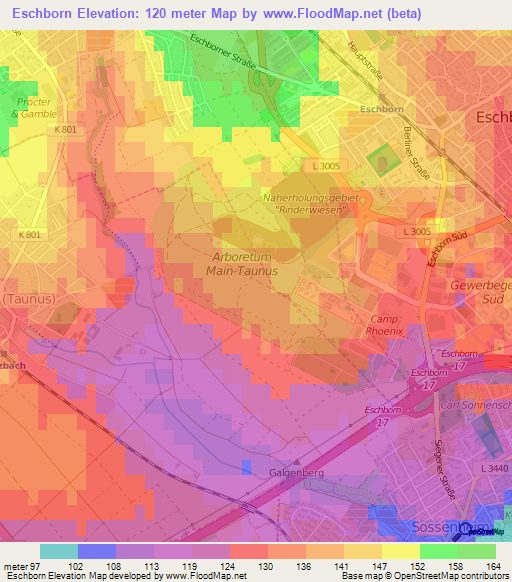 Eschborn,Germany Elevation Map