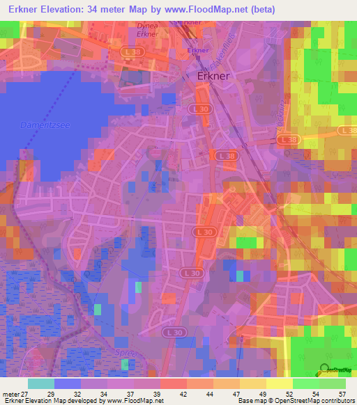 Erkner,Germany Elevation Map