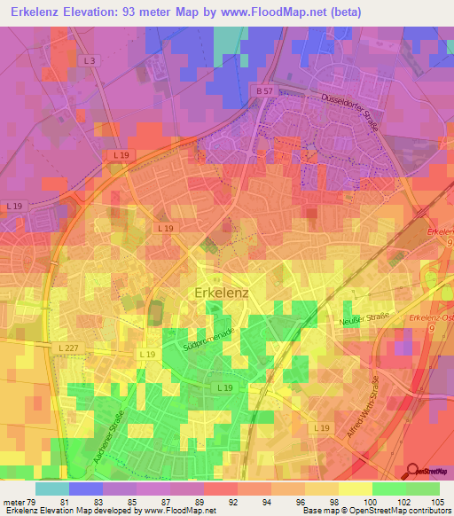 Erkelenz,Germany Elevation Map